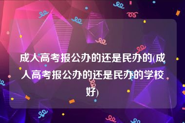 成人高考报公办的还是民办的(成人高考报公办的还是民办的学校好)