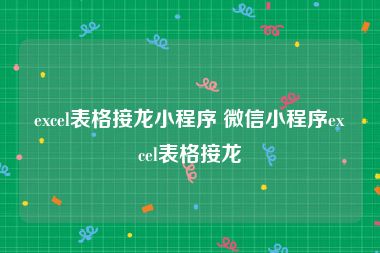 excel表格接龙小程序 微信小程序excel表格接龙