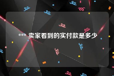  *** 卖家看到的实付款是多少