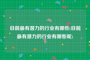 目前最有潜力的行业有哪些(目前最有潜力的行业有哪些呢)