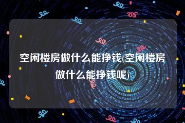 空闲楼房做什么能挣钱(空闲楼房做什么能挣钱呢)