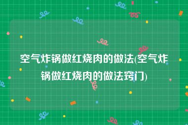 空气炸锅做红烧肉的做法(空气炸锅做红烧肉的做法窍门)
