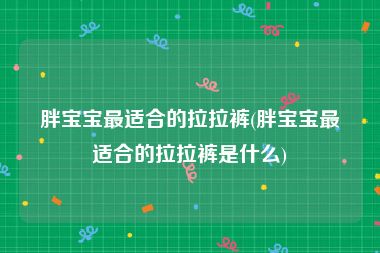 胖宝宝最适合的拉拉裤(胖宝宝最适合的拉拉裤是什么)