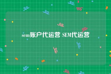 sem账户代运营 SEM代运营