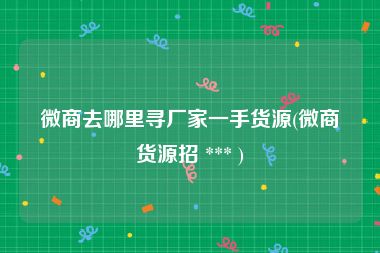 微商去哪里寻厂家一手货源(微商货源招 *** )