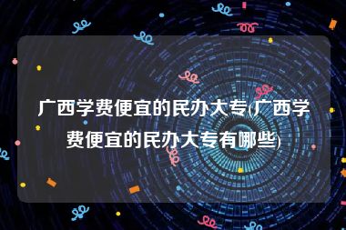 广西学费便宜的民办大专(广西学费便宜的民办大专有哪些)