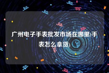 广州电子手表批发市场在哪里(手表怎么拿货)