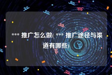  *** 推广怎么做( *** 推广途径与渠道有哪些)