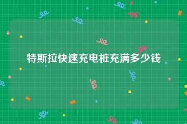 特斯拉快速充电桩充满多少钱