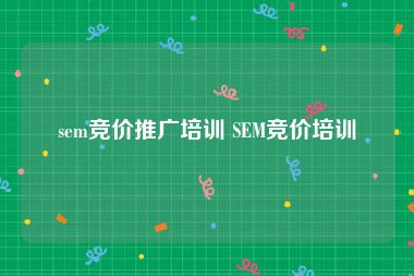 sem竞价推广培训 SEM竞价培训
