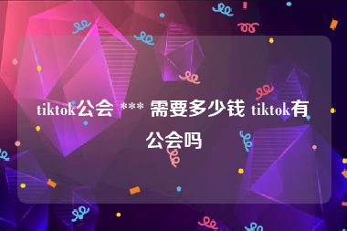 tiktok公会 *** 需要多少钱 tiktok有公会吗