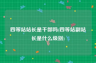 四等站站长是干部吗(四等站副站长是什么级别)