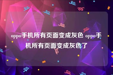 oppo手机所有页面变成灰色 oppo手机所有页面变成灰色了
