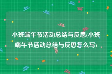 小班端午节活动总结与反思(小班端午节活动总结与反思怎么写)