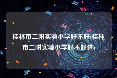 桂林市二附实验小学好不好(桂林市二附实验小学好不好进)
