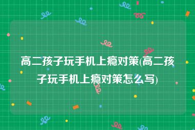 高二孩子玩手机上瘾对策(高二孩子玩手机上瘾对策怎么写)
