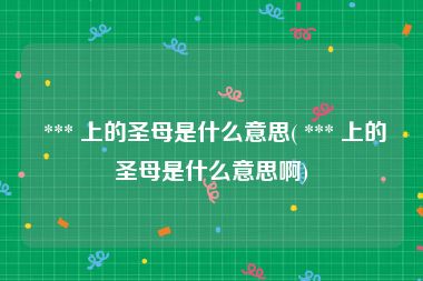  *** 上的圣母是什么意思( *** 上的圣母是什么意思啊)