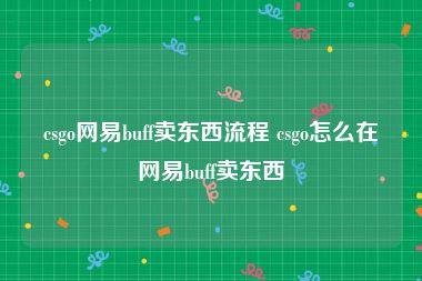 csgo网易buff卖东西流程 csgo怎么在网易buff卖东西