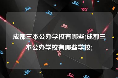 成都三本公办学校有哪些(成都三本公办学校有哪些学校)