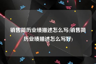 销售简历业绩描述怎么写(销售简历业绩描述怎么写好)