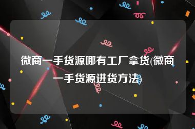 微商一手货源哪有工厂拿货(微商一手货源进货方法)