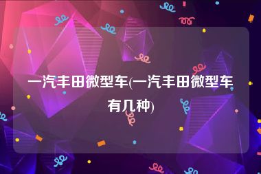 一汽丰田微型车(一汽丰田微型车有几种)