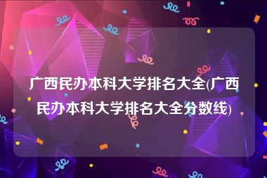 广西民办本科大学排名大全(广西民办本科大学排名大全分数线)