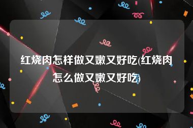 红烧肉怎样做又嫩又好吃(红烧肉怎么做又嫩又好吃)