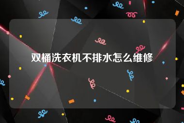 双桶洗衣机不排水怎么维修
