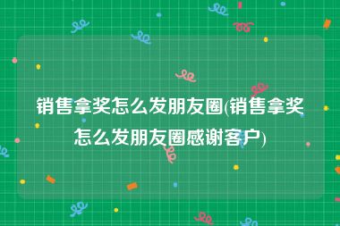 销售拿奖怎么发朋友圈(销售拿奖怎么发朋友圈感谢客户)