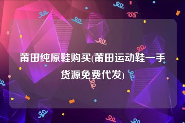 莆田纯原鞋购买(莆田运动鞋一手货源免费代发)