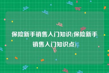 保险新手销售入门知识(保险新手销售入门知识点)