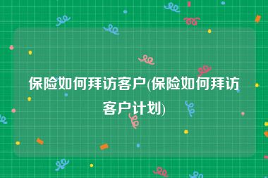 保险如何拜访客户(保险如何拜访客户计划)