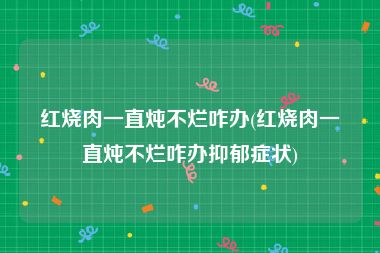 红烧肉一直炖不烂咋办(红烧肉一直炖不烂咋办抑郁症状)