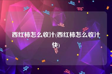西红柿怎么收汁(西红柿怎么收汁快)