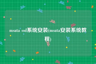 msata ssd系统安装(msata安装系统教程)