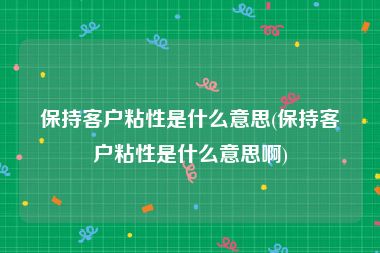 保持客户粘性是什么意思(保持客户粘性是什么意思啊)
