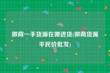 微商一手货源在哪进货(微商货源平民价批发)