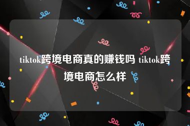 tiktok跨境电商真的赚钱吗 tiktok跨境电商怎么样