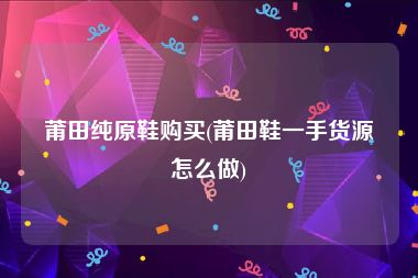 莆田纯原鞋购买(莆田鞋一手货源怎么做)