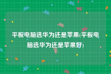 平板电脑选华为还是苹果(平板电脑选华为还是苹果好)