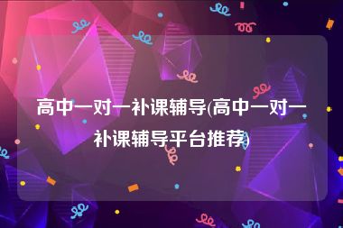 高中一对一补课辅导(高中一对一补课辅导平台推荐)