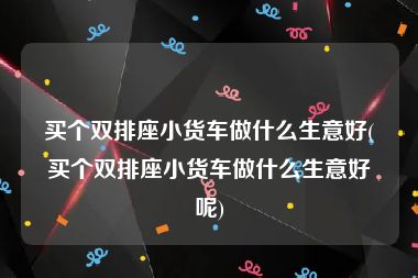 买个双排座小货车做什么生意好(买个双排座小货车做什么生意好呢)