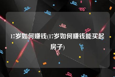 17岁如何赚钱(17岁如何赚钱能买起房子)