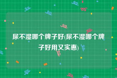 尿不湿哪个牌子好(尿不湿哪个牌子好用又实惠)
