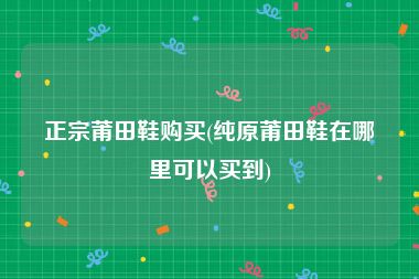 正宗莆田鞋购买(纯原莆田鞋在哪里可以买到)