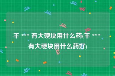 羊 *** 有大硬块用什么药(羊 *** 有大硬块用什么药好)