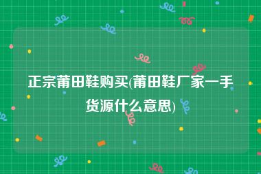 正宗莆田鞋购买(莆田鞋厂家一手货源什么意思)