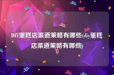 DIY蛋糕店渠道策略有哪些(diy蛋糕店渠道策略有哪些)