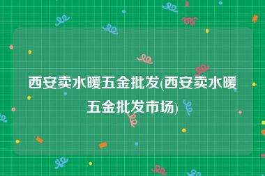 西安卖水暖五金批发(西安卖水暖五金批发市场)
